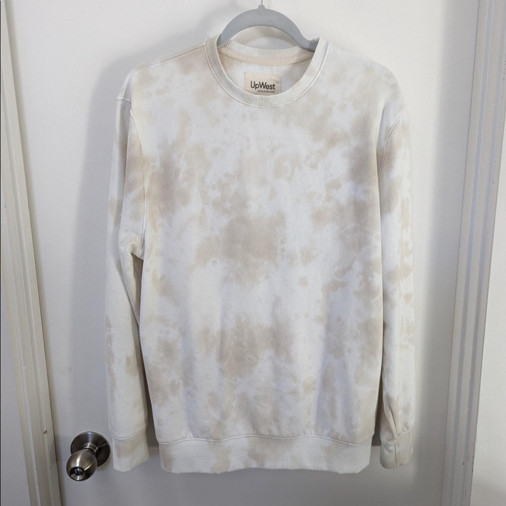 UpWest white and tan tie dye terry crew neck long sleeve. Size SM. Worn once.